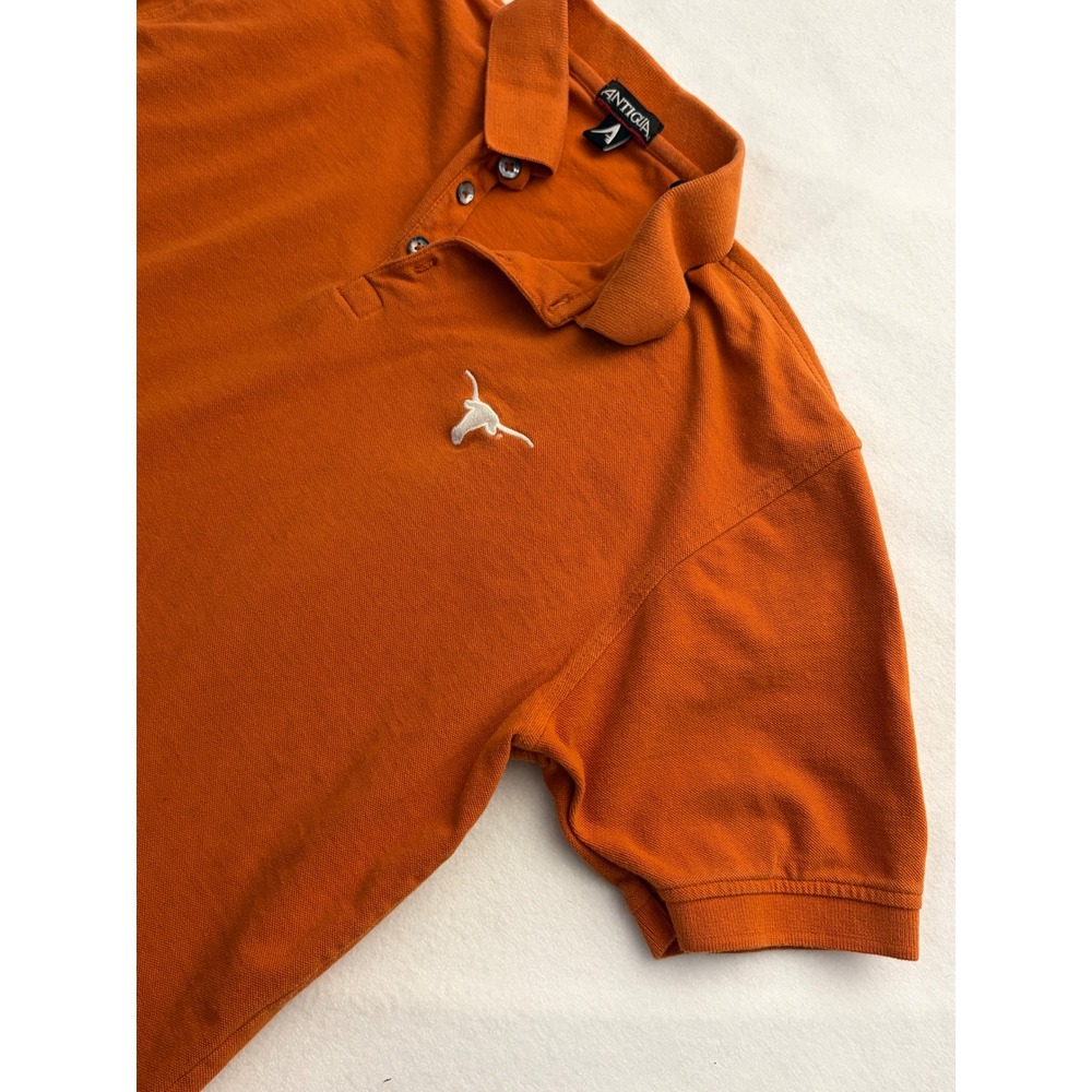 Antigua Men's Large Texas Longhorns Polo Shirt Burnt Orange Cotton Pique NCAA